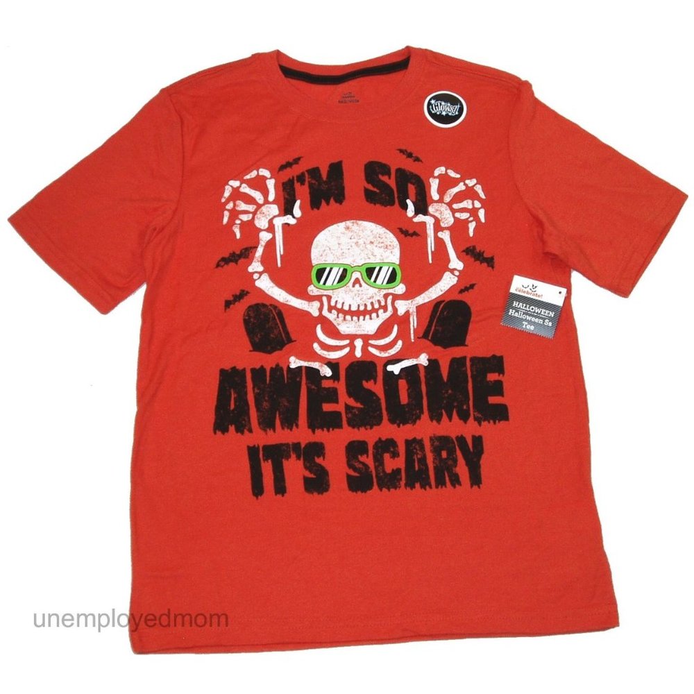 I'm So Awesome Its Scary GID Halloween Tee Top NWT